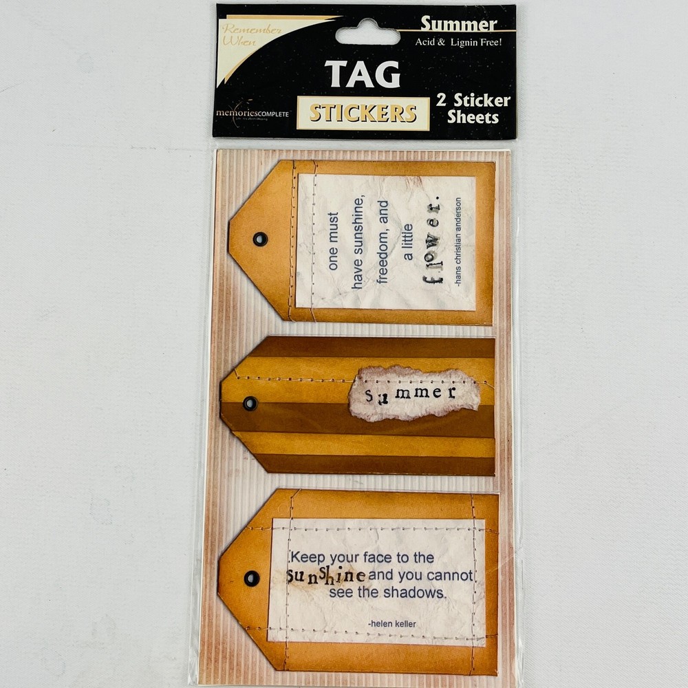 Remember When Summer Tags Tag Stickers 2 Sticker Sheets Scrapbook #22366