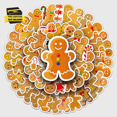 50 Pcs Gingerbread Man Stickers – Waterproof Vinyl Christmas Gingerbread Sticker