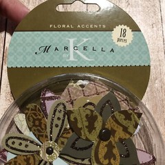 Marcella By K & Co Dimensional Floral Accents Scrapbook Craft Glitter 18 Pieces