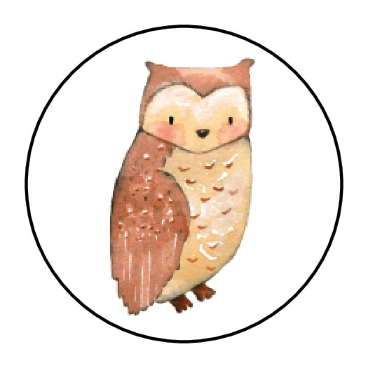 30 1.5″ WOODLAND ANIMAL OWL BIRTHDAY BABY SHOWER FAVOR LABELS ROUND STICKERS