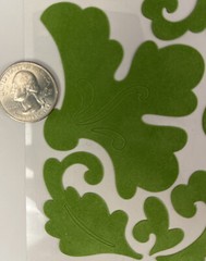 GREEN FUZZY DAMASK ROSE Sticker(11pc)4”x9•Stampendous •Garden•Flower•Bloom•Swirl