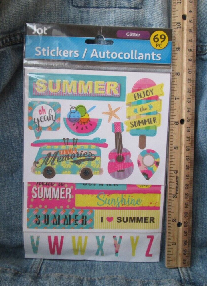 Vintage Jot Sticker SUMMER FUN IMAGES ALPHABET 3 Sheets Scrapbooking SD14