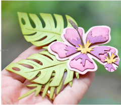 7PCS Hawaiian Flower Leaf Metal Die Cuts,Spring Flower Leaves Card Cutting Dies