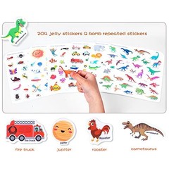 3 Pack Reusable Jelly Sticker Books for Toddlers 1-4 Years, Travel Activity Toys