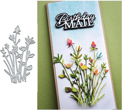 Floral Stems Metal Die Cuts for Card Making,Spring Flower Leaf Grass Card Cuttin