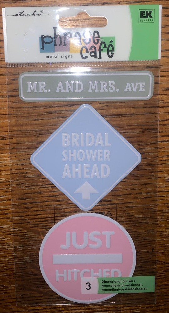 Sticko WEDDING Metal Signs Mr & Mrs Ave Bridal Shower Ahead Just Hitched Sticker