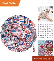 100 Pcs 4th of July Patriotic Waterproof Vinyl Stickers for Water Bottles Lap…