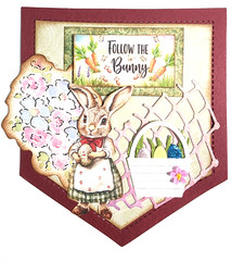 Easter Follow The Bunny Girl Rabbit Pocket Of Ephemera Tags OOAK #7 3D Handmade