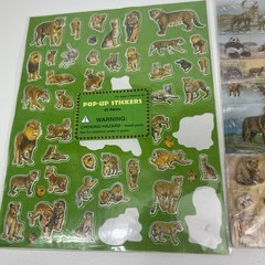 Pop Up Stickers Jungle Animals Safari Puffy Vintage Lion Tiger Gorilla See Note