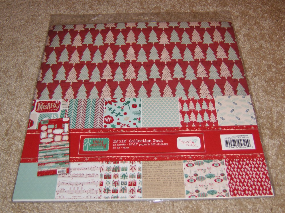 Hazel & Ruby 12×12 Scrapbook Paper(12 /Sticker Kit ~ Very Merry Collection