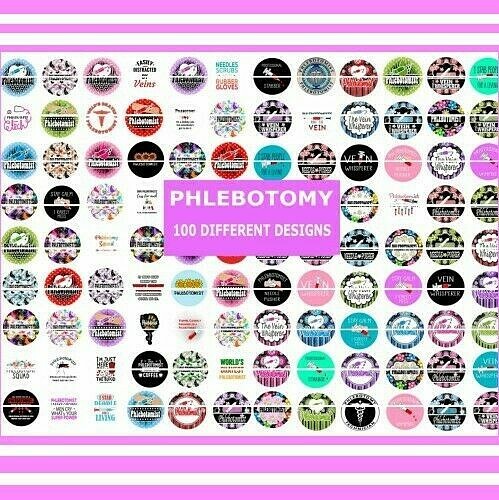 100 Precut PHLEBOTOMIST NURSE BOTTLE CAP TRAY CHARM IMAGES 1 in Phlebotomy Tech