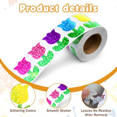 500 PCS Glitter Tulip Flower Stickers 1.5 Inch, Spring Self-Adhesive Decor