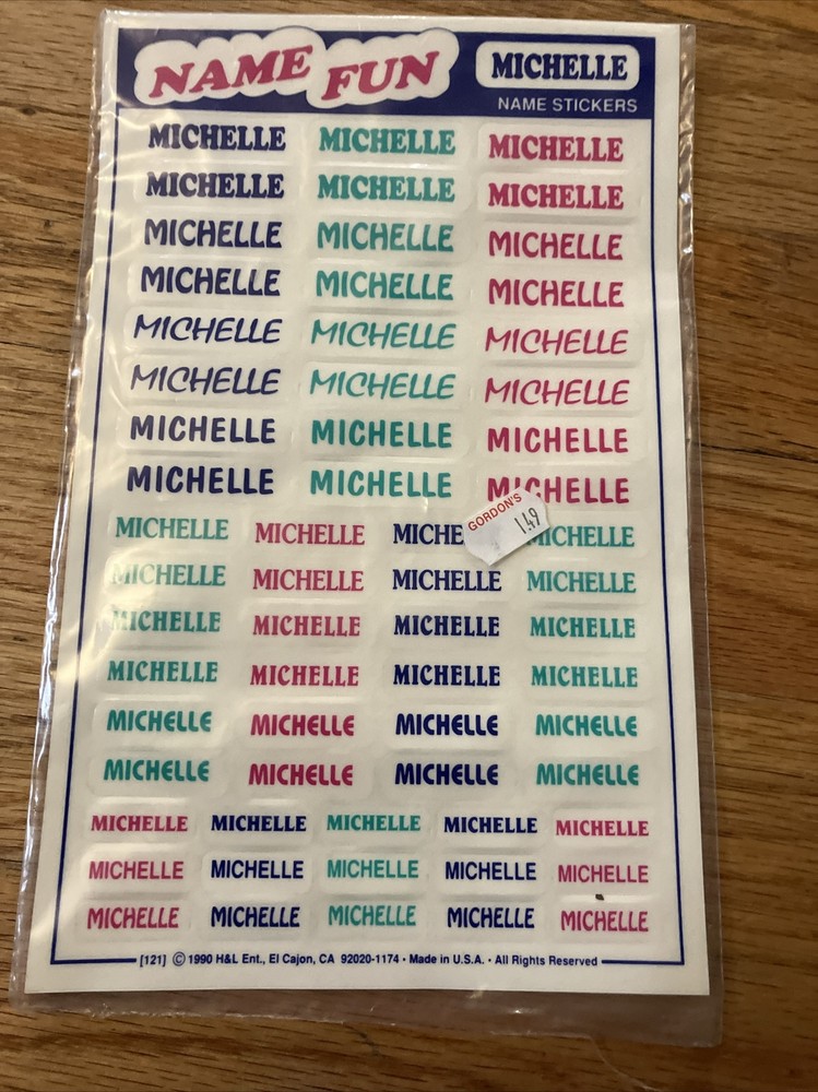 Vintage 1990 Peel & Stick Name FUN Labels Stickers Personalized Michelle USA
