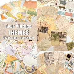400 Sheets Vintage Scrapbook Paper Supplies, Diy Junk Journal Supplies, Bullet J