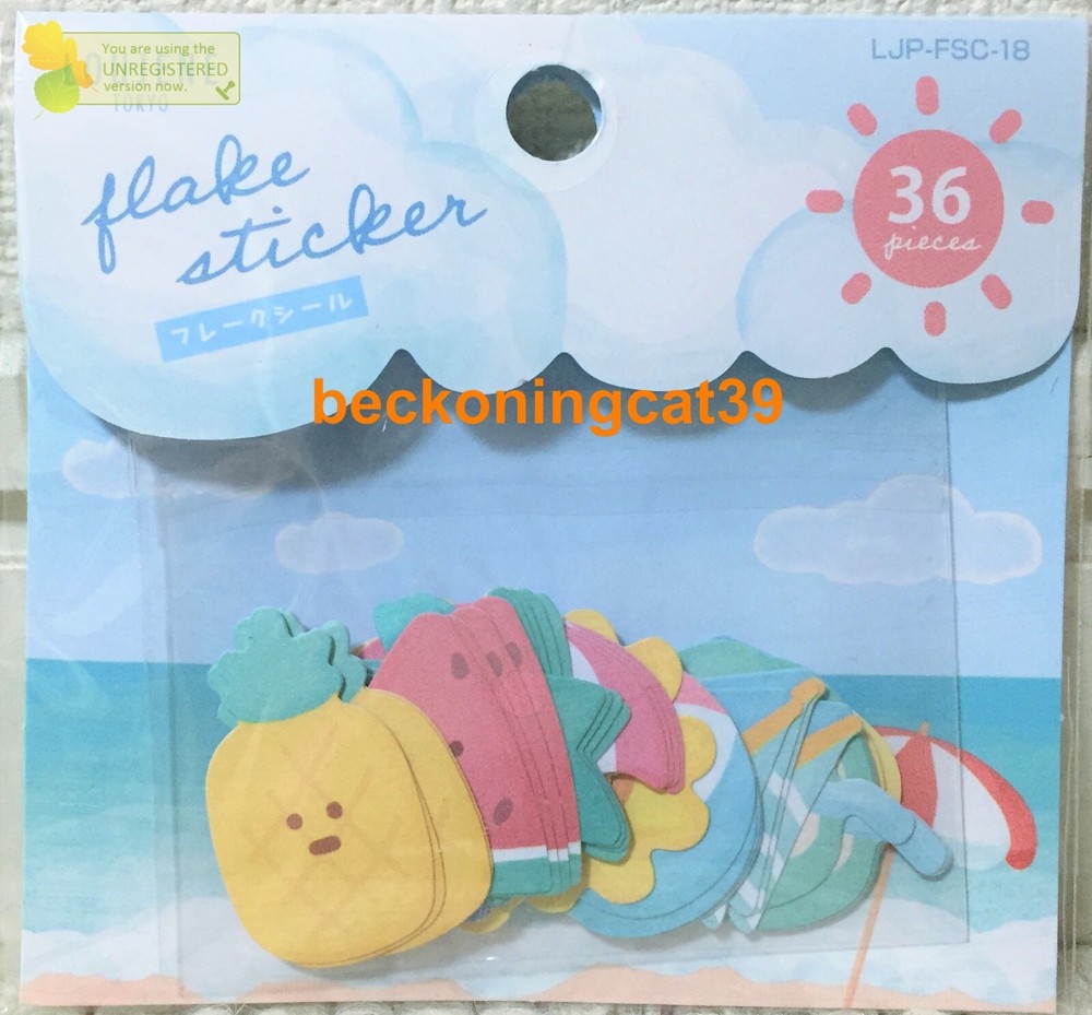 LOUJENE Tokyo Beach Flake Sticker 36 Fruits Watermelon Sun Kid Summer 2023 JAPAN