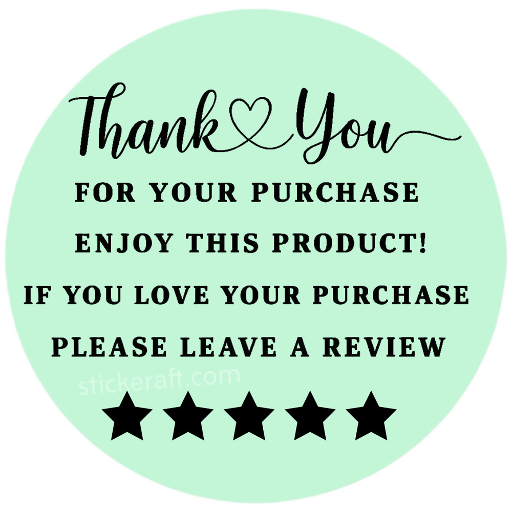 Thank You Sticker Round 2″ – Leave a Review, 5 Stars, Small Business