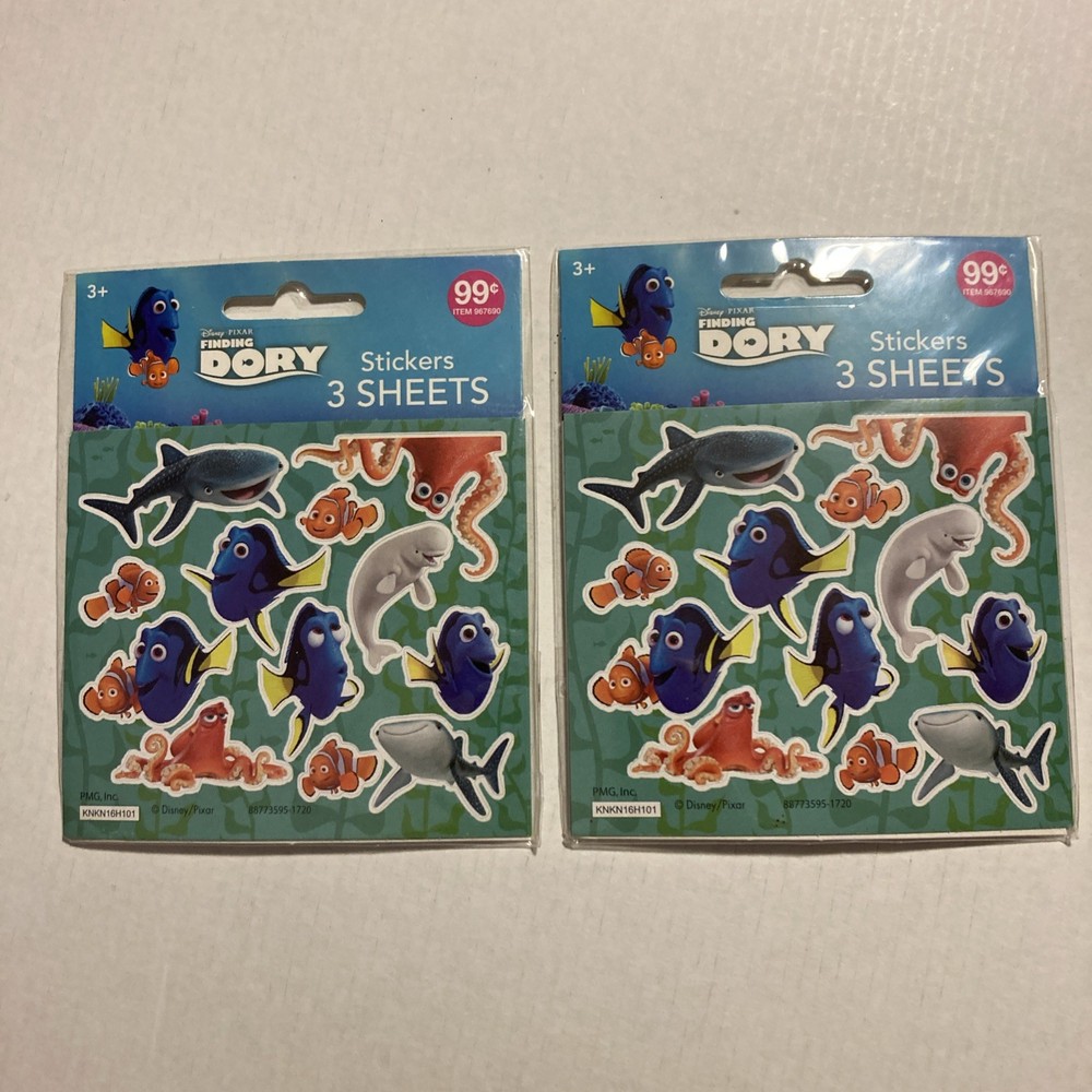 Disney Pixar Finding Dory Stickers 3 Sticker Sheets 12 Designs NEW (2) 2017
