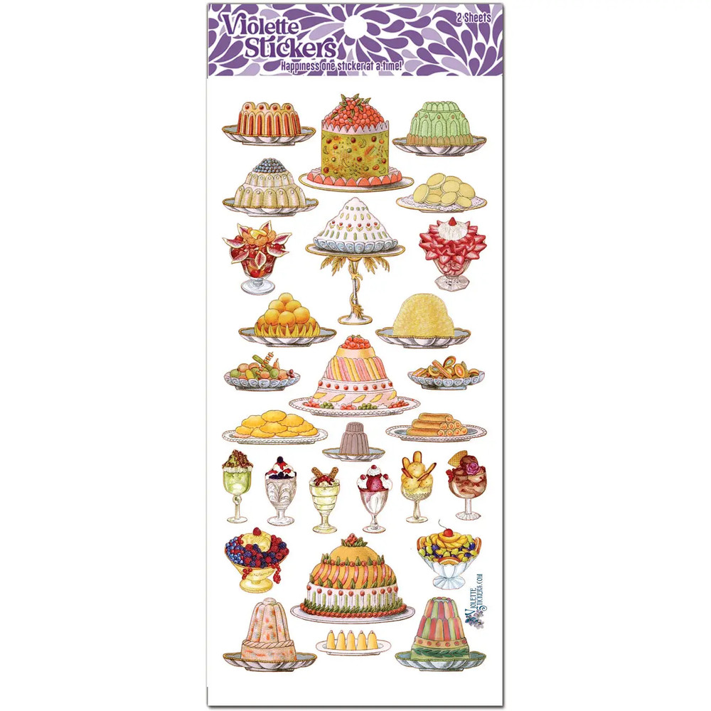 Violette Stickers – French Desserts – 2 Vintage Victorian Sweets Sticker Sheets
