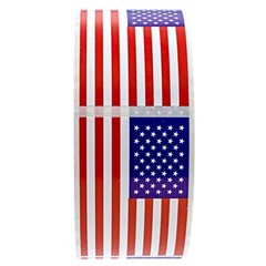 Patriotic USA Flag Stickers – 500 Perforated Labels, 1.25″ x 2.125″, Made in USA