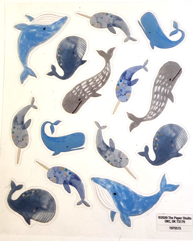Narwhal Whale Ocean Animal Clear Stickers Sheet The Paper Studio Scrapbook Craft