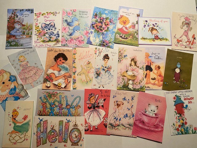 Vintage Style Hello/Thinking Of You 44 pc CARDS/DIE CUTS/Gift Tags~Journals~Tags