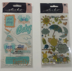 Lot of 2 – Sticko BABY Scrapbooking Stickers NEW in Sealed Packages (S004)