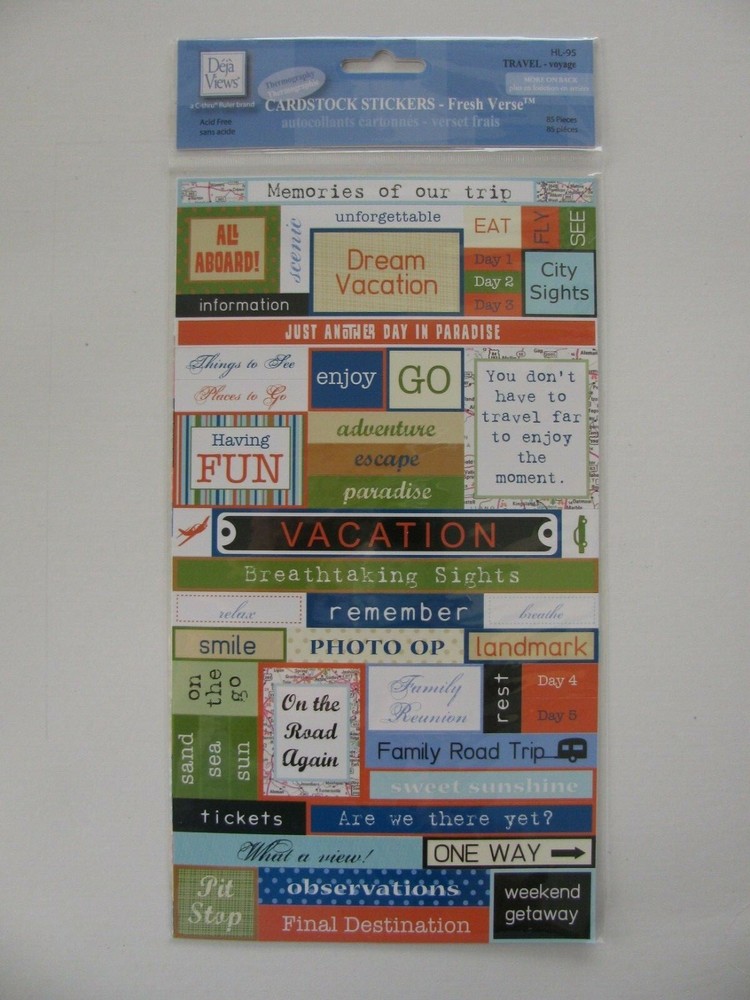 Deja Views TRAVEL VACATION Cardstock Stickers 85 Pieces NIP