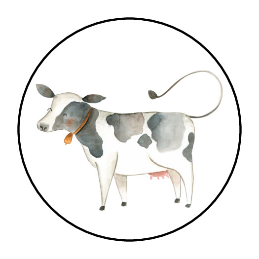 30 1.5″ FARM COW BIRTHDAY BABY SHOWER FAVOR LABELS ROUND STICKERS***