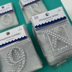 Lot of Rhinestone Letters & Numbers Adhesive Craft Variety
