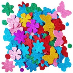 Glitter Foam Flower and Butterfly Shapes Stickers Self-Adhesive Stickers Kid’…