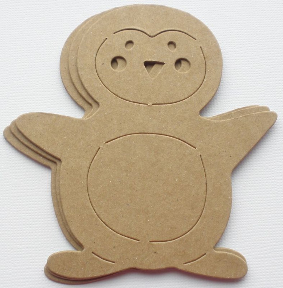 {4} *PENGUIN* Bare Unfinished Chipboard Die Cuts – 3 1/2″ x 4″