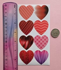 16 Pretty Heart Stickers Large Heart Stickers Valentines Heart Stickers Set C