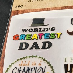 Crafters Square Ceramic Stickers Dad Father’s Day 4 Pieces New