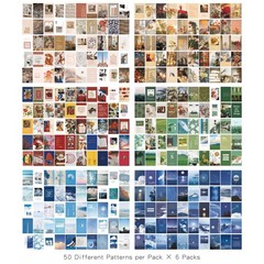 6 Sets 300 Pcs Washi Stickers Set Vintage Aesthetic Sticker Color
