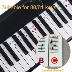 88-Key Colorful Piano Sticker Set for Beginners with Lighted Keys