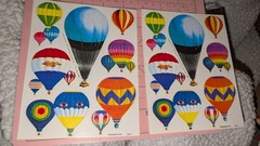 Vintage Dennison Stickers Hot Air Balloons Lot Of 2 Sheets READ