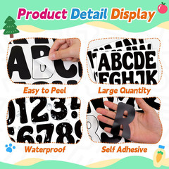 Letter Stickers Large Bulletin Board Letters for Classroom, 20 Sheets 250 Pcs Al