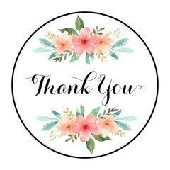 30 1.5″ THANK YOU FLOWERS BOHO FAVOR LABELS ROUND STICKERS ENVELOPE SEALS