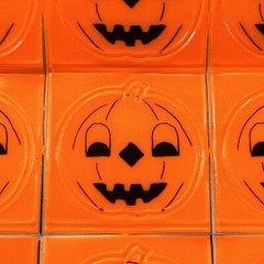 Vintage 1970s 1980s HALLOWEEN Jack-o-Lantern Fluorescent Orange Stickers NOS