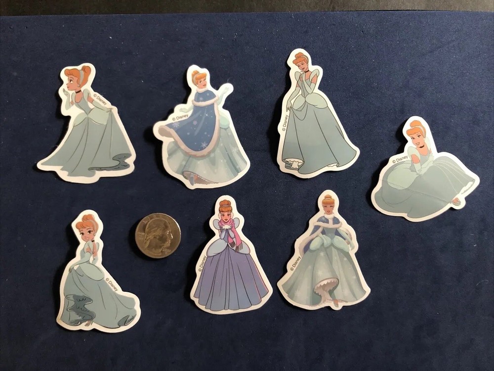 Disney Stickers – Disney Cinderella Lot of 7 Stickers. Free Shipping