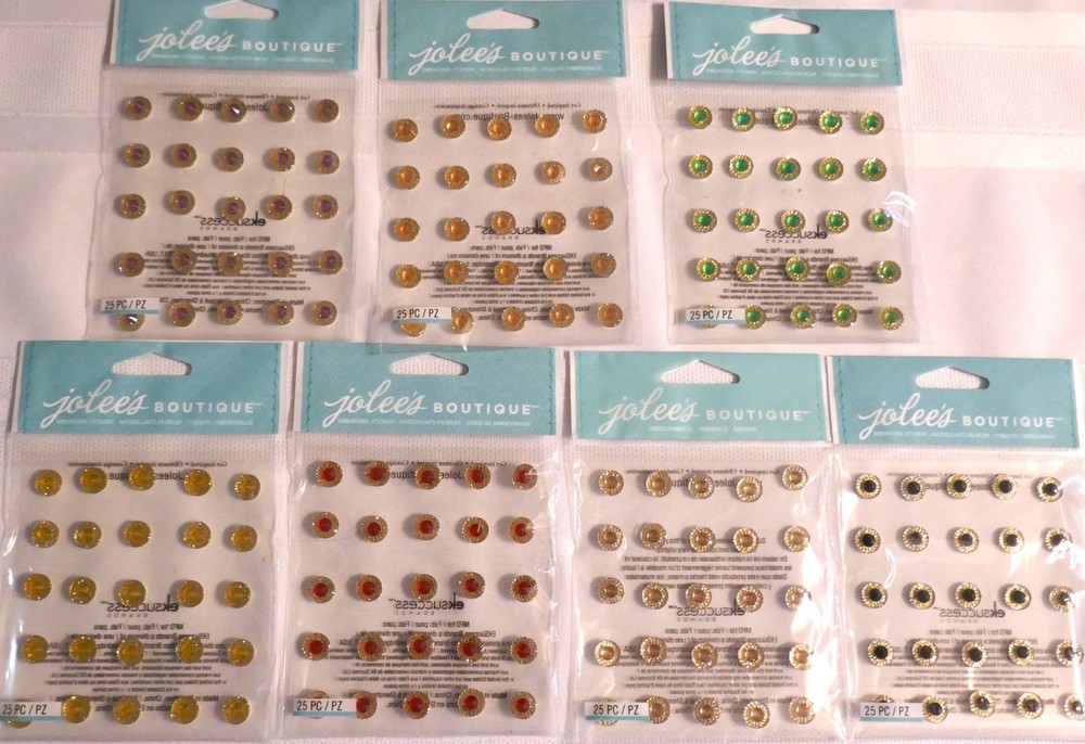 TINY GEMS ! 7 Packs By JOLEE’S Dual Tone Prizm Lavender,Red,Green,Black and More