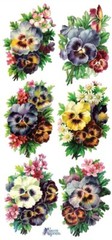 VIOLETTE STICKER – PANSY BOUQUETS – 8″ x 3 3/4″ (20cm x 9.5cm)