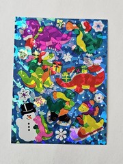 Vtg Sandylion Stickers Holiday Dinosaurs Prismatic winter Christmas snowman