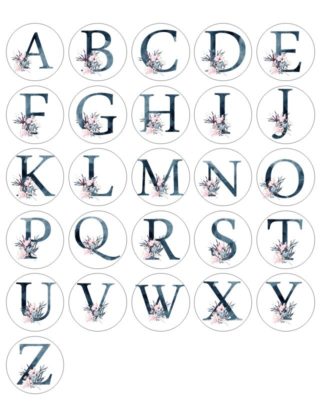 Initial Watercolor Letters Flower Handmade Stickers Scrapbook Envelope Labels