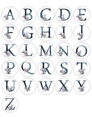 Initial Watercolor Letters Flower Handmade Stickers Scrapbook Envelope Labels