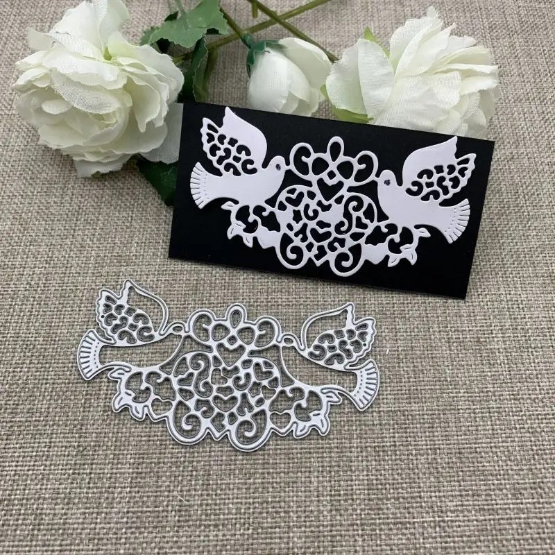Wedding Christmas doves heart swirls metal cutting dies cut cutter die