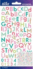 STICKO ALPHABET STICKERS – BRIGHT MULTI PATTERN SMALL – Approx 14 mm – 2 SHEETS