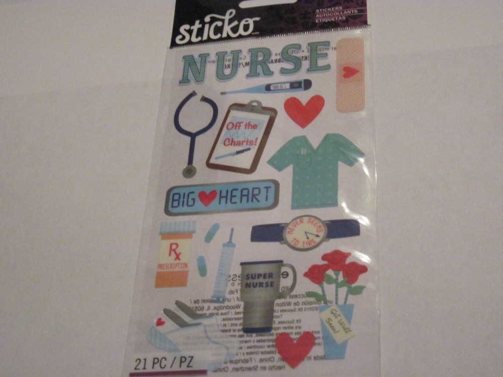 Scrapbooking Crafts Stickers Sticko Nurse Shot RX Band Aid Shoes Off The Charts
