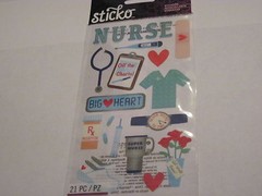 Scrapbooking Crafts Stickers Sticko Nurse Shot RX Band Aid Shoes Off The Charts