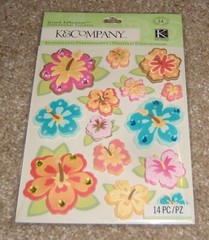 K&Company Grand Adhesions ~ Summer Flowers w/Rhinestone & Glitter